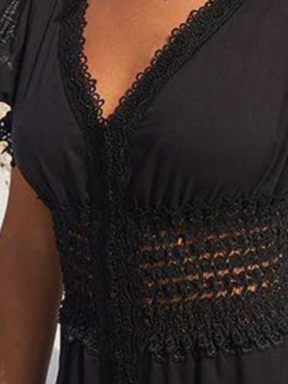 Charo Ruiz Clemence Dress
Black V Neck Long Eyelet Puff Sleeves - Picture 5 of 8